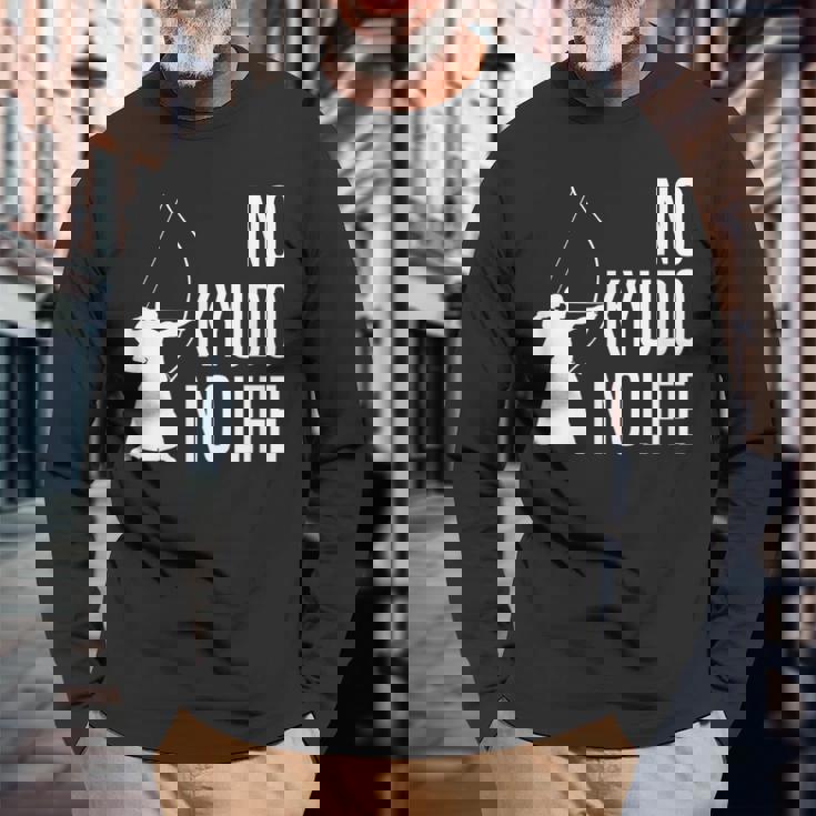 ノー弓道ノーライフ 弓道場 弓術 弓道好き 騎射 歩射 堂射 弓道部 弓道サークル 古武術 和弓 弓道 長袖Tシャツ 高齢者への贈り物