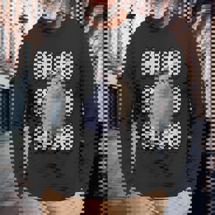 ハァッ 猫ミーム 人気 インターネットミーム Cat Day クリスマス 長袖Tシャツ 高齢者への贈り物