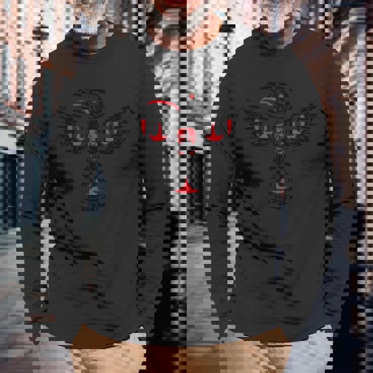 ハイダ ネイティブアメリカン 長袖Tシャツ 高齢者への贈り物