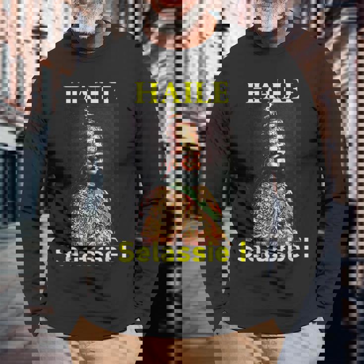 ハイレ・セラシエ・ラスタファリ 長袖Tシャツ 高齢者への贈り物