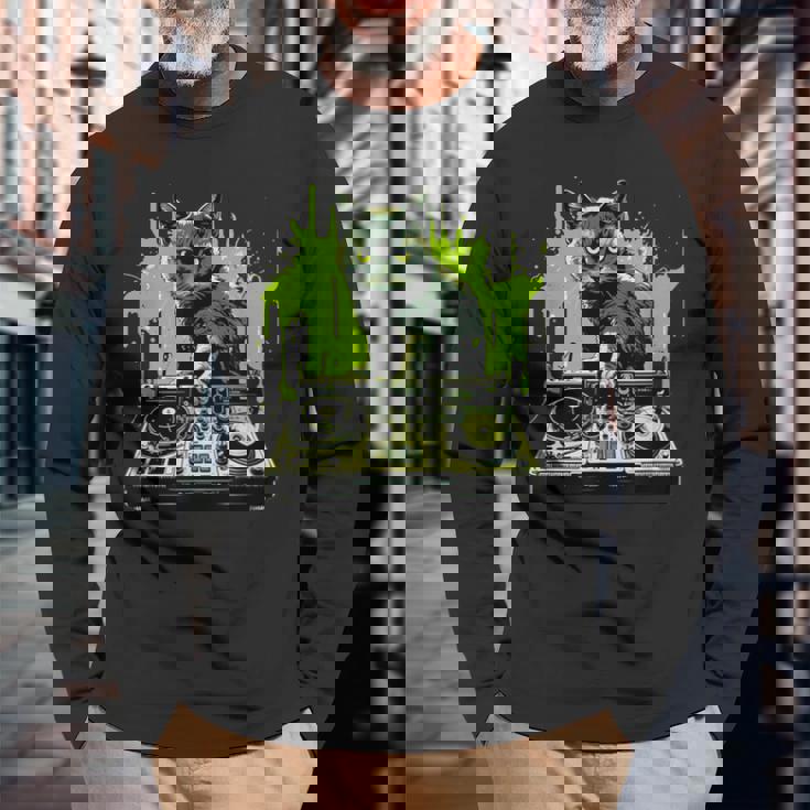 ハウスキャット レインボー Dj 猫 キティ 長袖Tシャツ 高齢者への贈り物