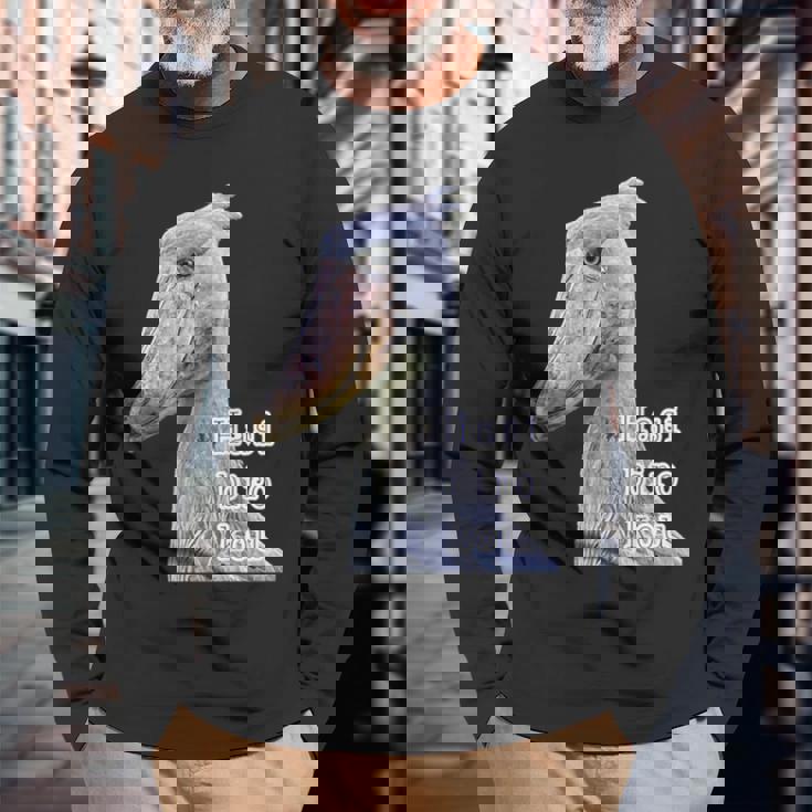 ハシビロコウ『リアルフォト 写真』青い鳥【どうぶつフレンズ】かっこいい 大きな鳥 動物園の生き物 長袖Tシャツ 高齢者への贈り物