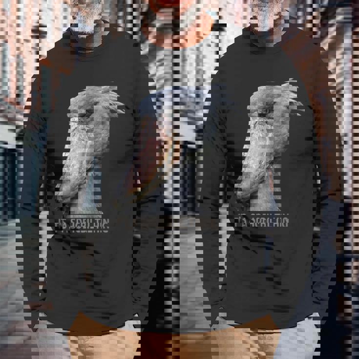 ハシビロコウそれはハシビロコウです 長袖Tシャツ 高齢者への贈り物