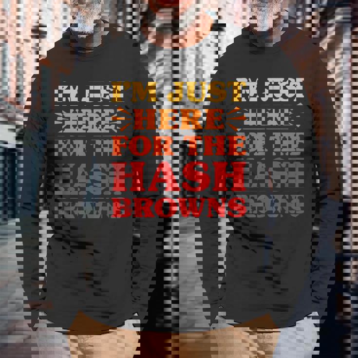 ハッシュブラウンズ I Love Hash Browns面白い食べ物 ハッシュブラウンズ好き 長袖Tシャツ 高齢者への贈り物