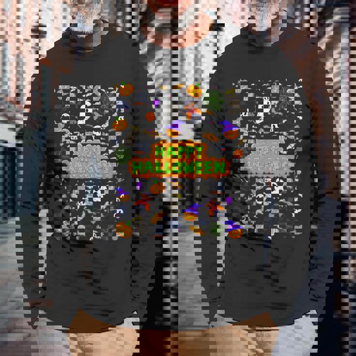 ハッピーハロウィンのレトロな怖いかわいい不気味なギフト 長袖Tシャツ 高齢者への贈り物