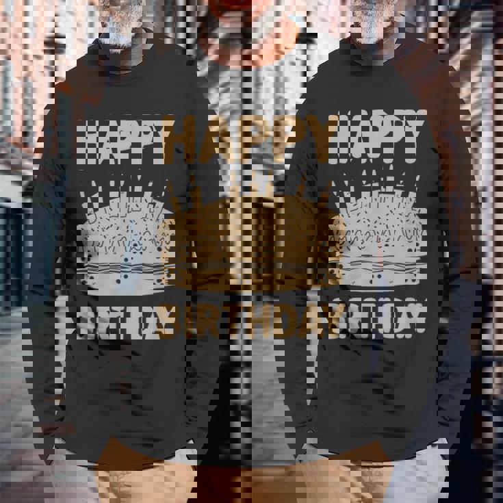 ハッピーバースデー-バースデーファニー 長袖Tシャツ 高齢者への贈り物