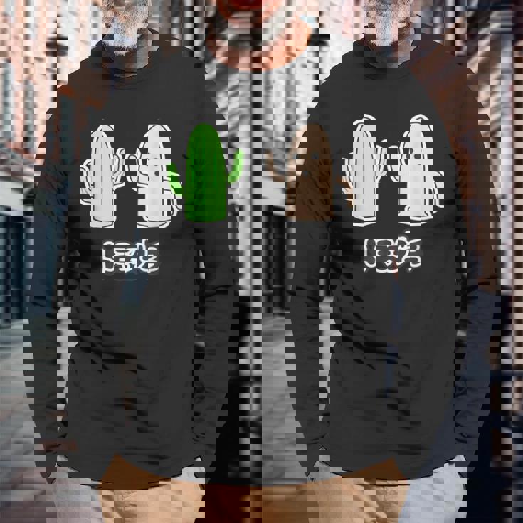 ハニワ くん & サボテン『トモダチ』 埴輪【ゆるフレンズ】歴史土器 キャラクター かわいい イラスト 長袖Tシャツ 高齢者への贈り物