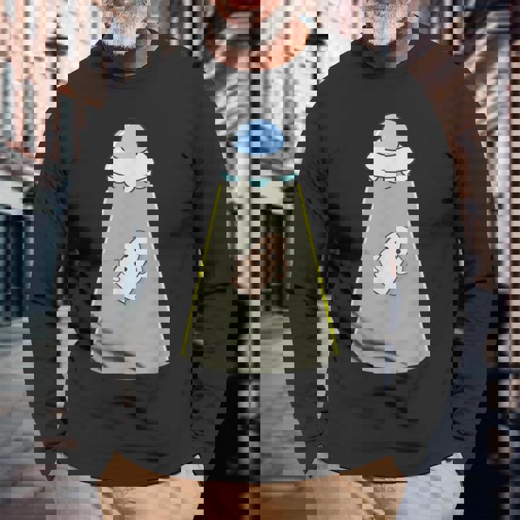 ハニワ くん 埴輪《Ufo 遭遇》【ゆるフレンズ】歴史土器 かわいい 面白い キャラクター 長袖Tシャツ 高齢者への贈り物