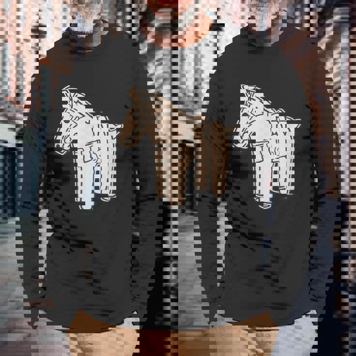 ハニワの馬 埴輪【ゆるフレンズ】歴史土器 シンプル かわいい イラスト 長袖Tシャツ 高齢者への贈り物