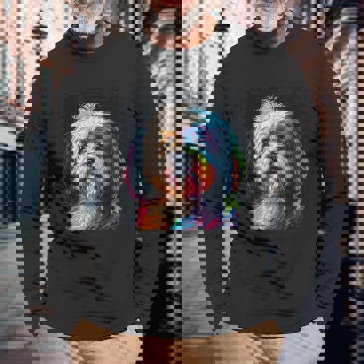 ハバニーズのアートワークを使用したハバニーズドッグオーナーデザイン。 長袖Tシャツ 高齢者への贈り物