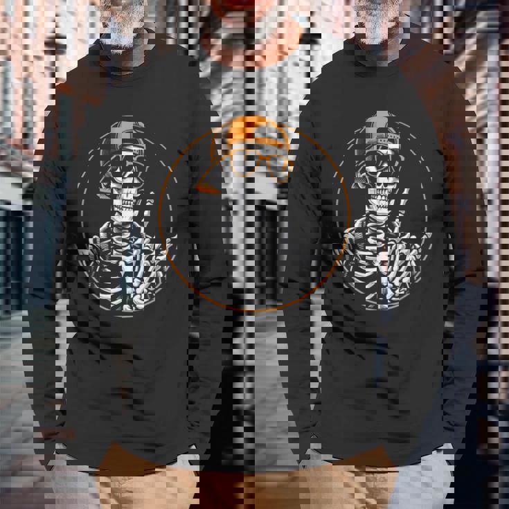 ハロウィン スケルトン ロックハンド ロッカー メンズ ボーイズ ロックミュージック 長袖Tシャツ 高齢者への贈り物