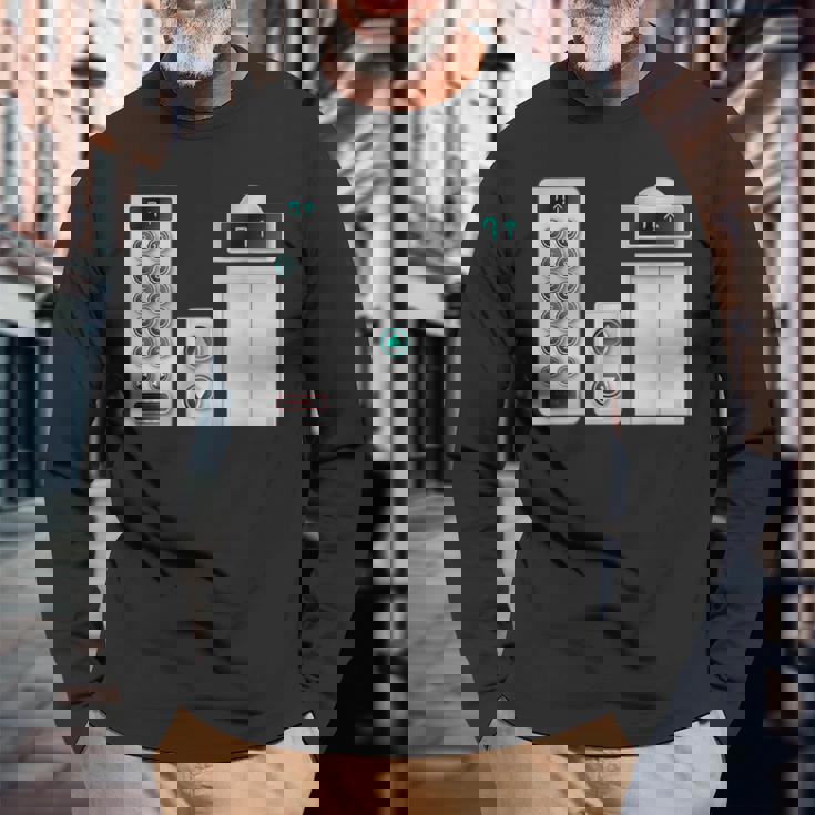 ハロウィンコスチューム、クールなエレベーターボタンアート 長袖Tシャツ 高齢者への贈り物