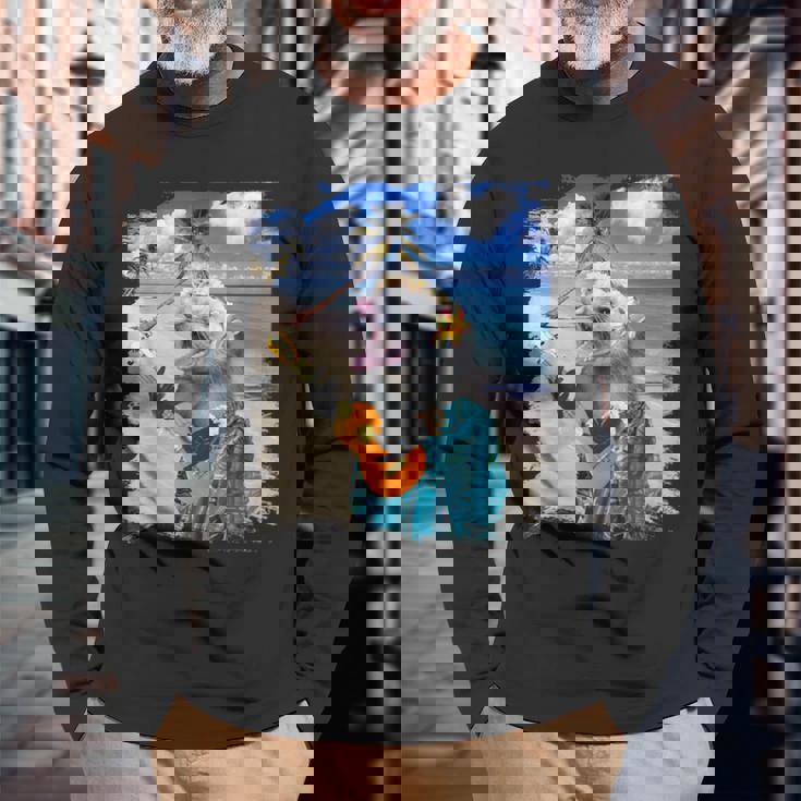 ハワイのトロピカルポッサム、アロハオポッサム。 長袖Tシャツ 高齢者への贈り物