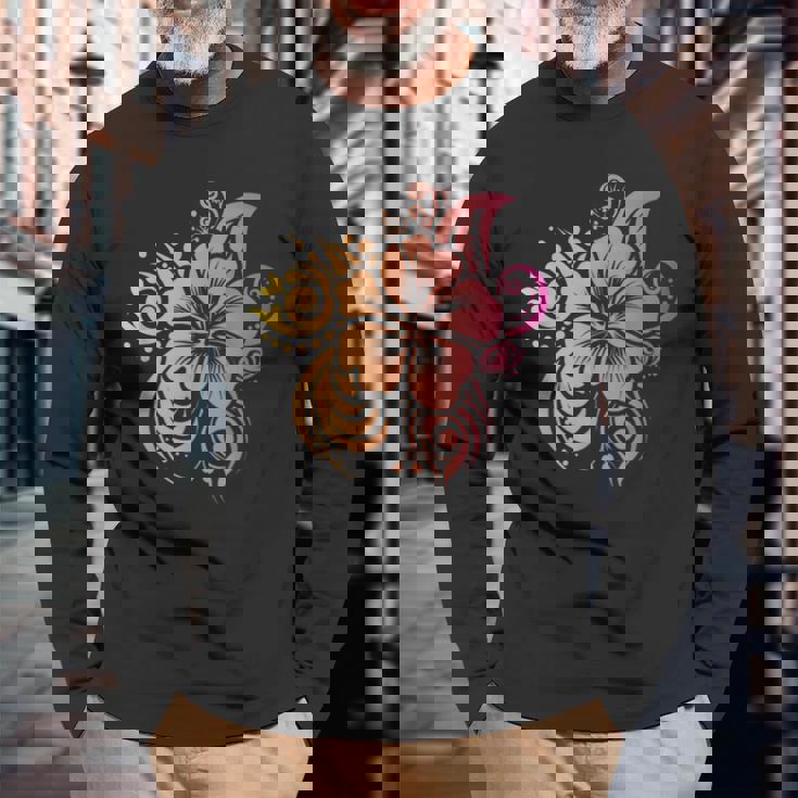 ハワイアン トライバル ハイビスカスシャツ ハワイアン トライバル 長袖Tシャツ 高齢者への贈り物