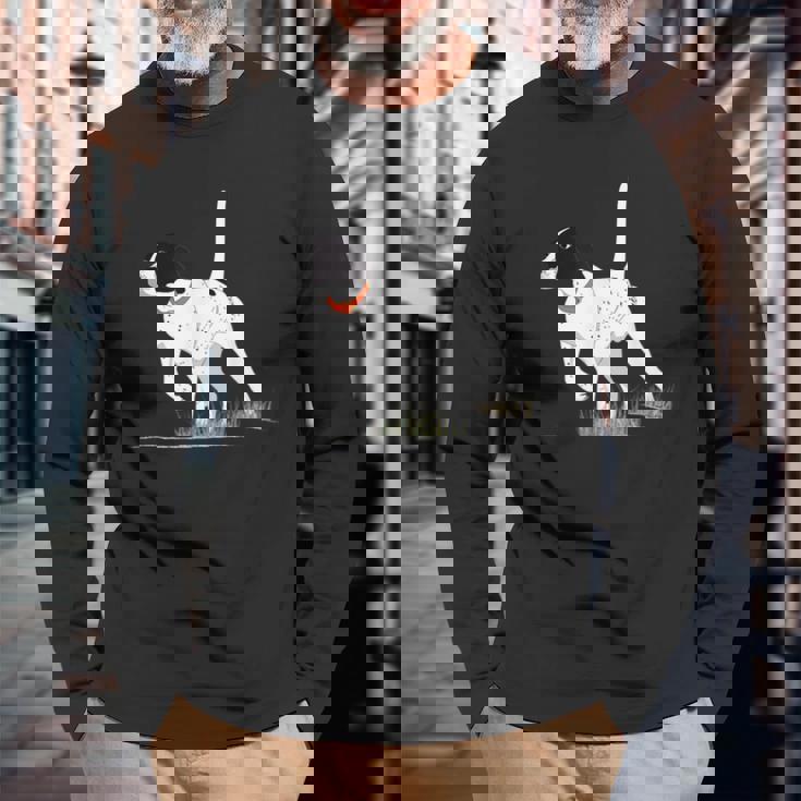 ハンターのためのバードハンティング メンズ イングリッシュポインター ドッググラフィック 長袖Tシャツ 高齢者への贈り物