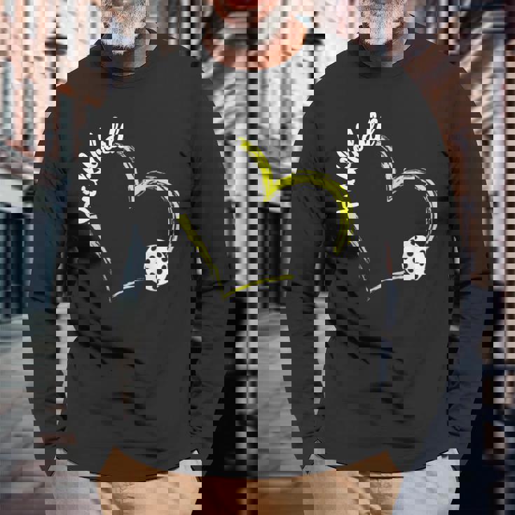 ハート ピックルボール ラブパドル スポーツ ピックルボール 長袖Tシャツ 高齢者への贈り物