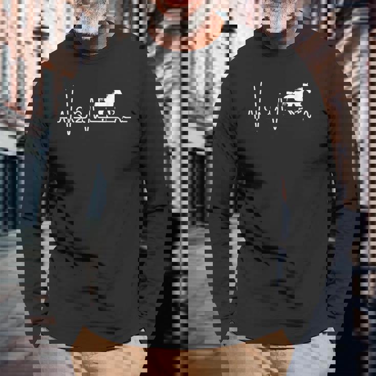 ハートビート、馬、馬好き、ライダー、贈り物、馬が大好き 長袖Tシャツ 高齢者への贈り物