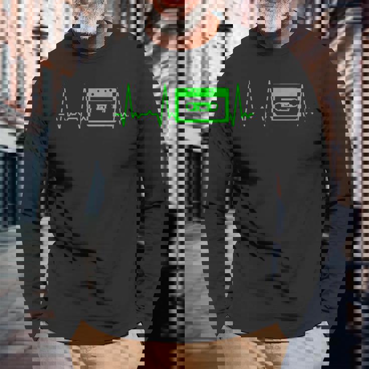 ハートビートカセットテープ 長袖Tシャツ 高齢者への贈り物