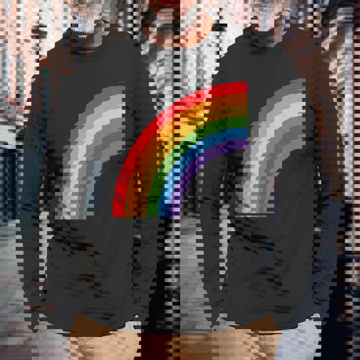 ハーフレインボー Roygbiv カラフルラッキーレインボー 長袖Tシャツ 高齢者への贈り物