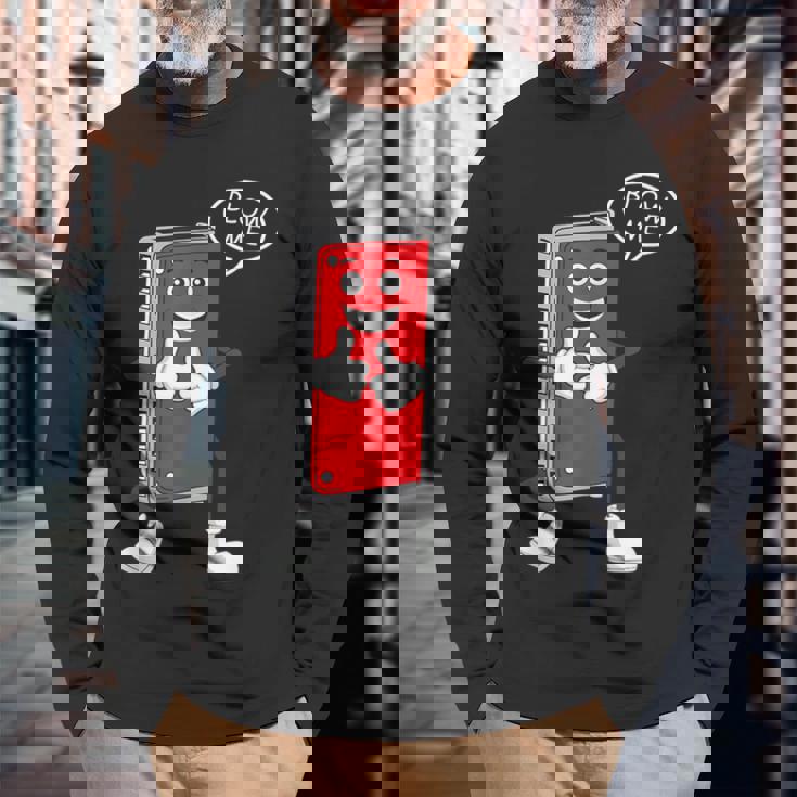 ハーモニカプレーヤー フレンチハープ ブルース ミュージシャン 長袖Tシャツ 高齢者への贈り物