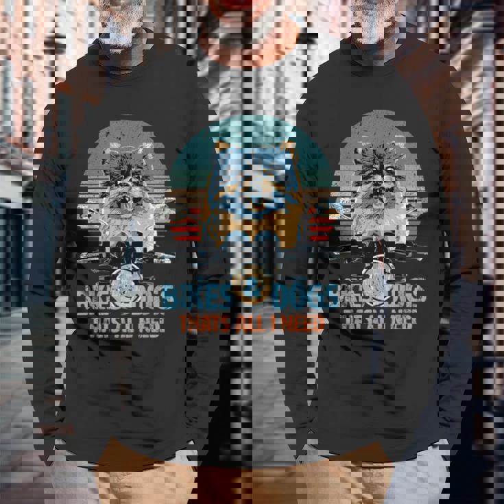 バイク&犬 かわいいポメラニアン ポメラニアン オートバイ 長袖Tシャツ 高齢者への贈り物