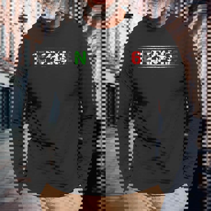 バイク ギアシフト 1N23456 バイク バイカー ツアー 長袖Tシャツ 高齢者への贈り物