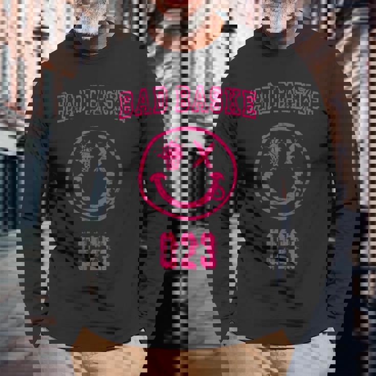 バスケットボール おもしろ バスケ パロディ イラスト ダメージ ロゴ 長袖Tシャツ 高齢者への贈り物