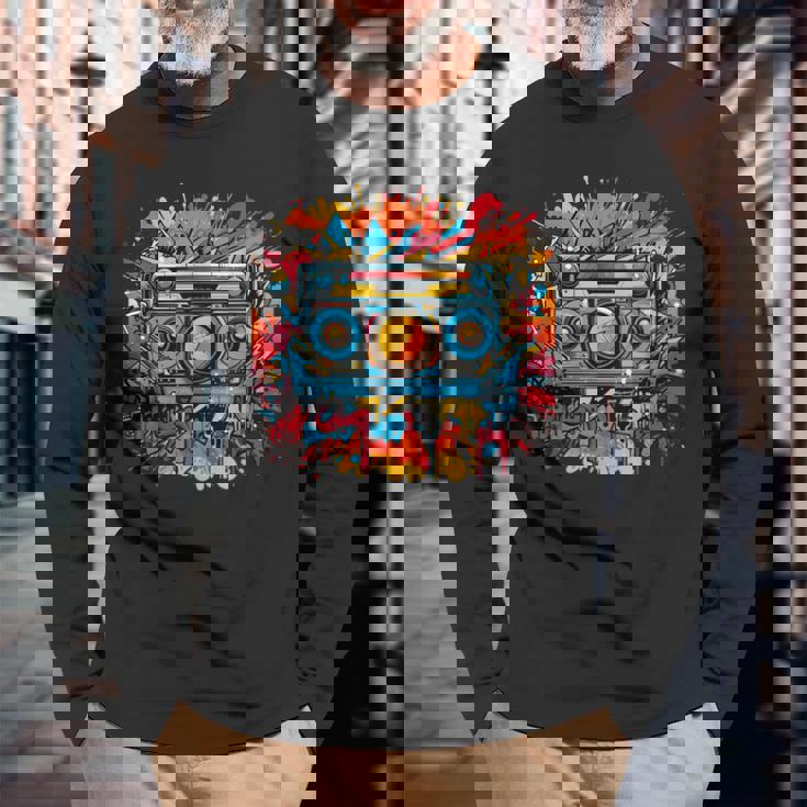 バスケットボール選手 アーバン グラフィック ノベルティ ビンテージアート 長袖Tシャツ 高齢者への贈り物