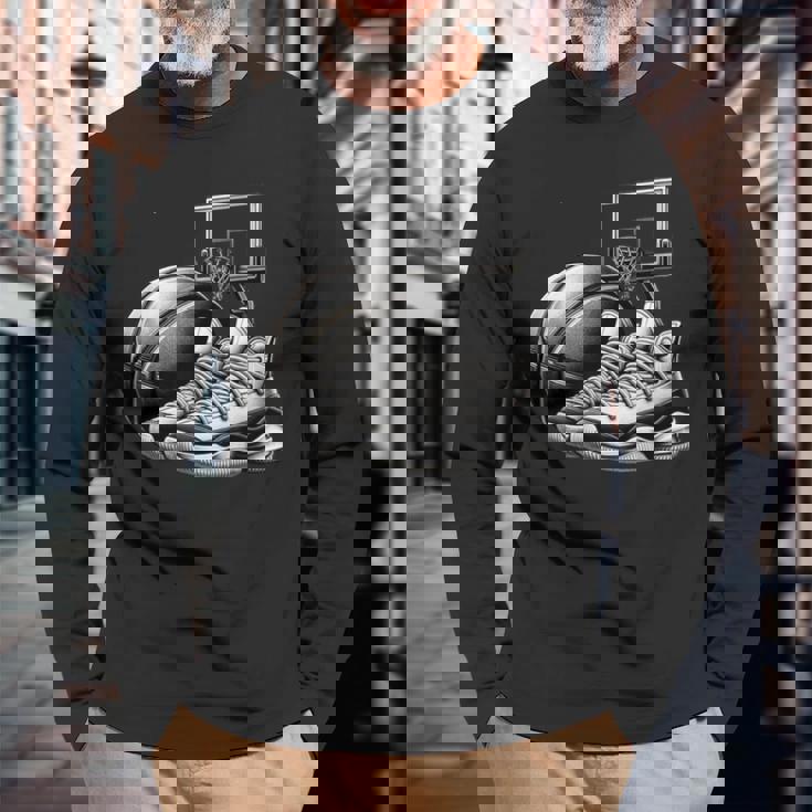 バスケットボール選手の夢 スニーカー ボール スラムダンク 長袖Tシャツ 高齢者への贈り物