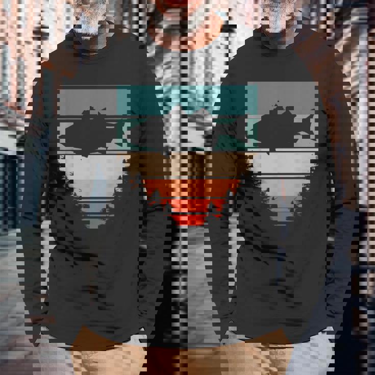 バス釣り森レトロオオクチバスフィッシャーマン 長袖Tシャツ 高齢者への贈り物