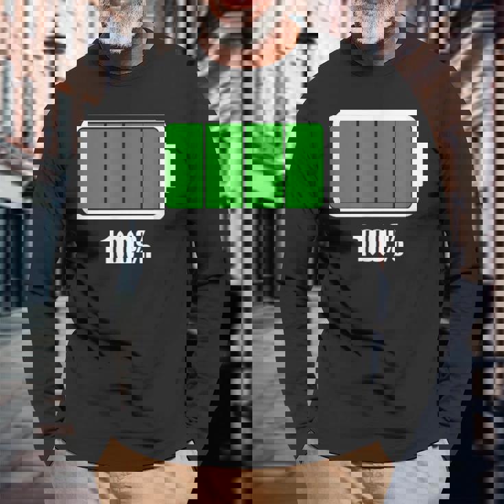 バッテリー 100 シャツ バッテリーフル充電 バッテリー満載 長袖Tシャツ 高齢者への贈り物