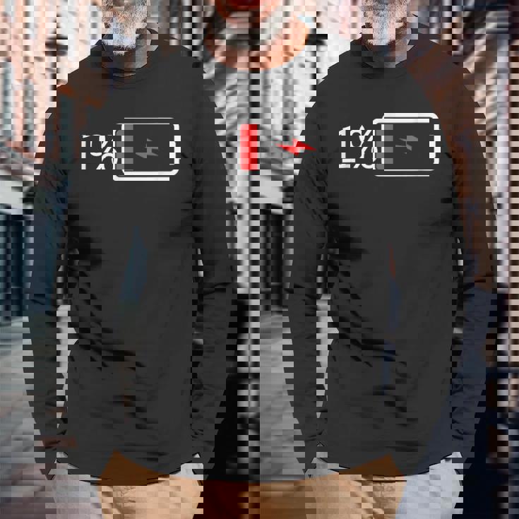 バッテリー1 – バッテリー1 I おもしろ低エネルギーパーセント 長袖Tシャツ 高齢者への贈り物