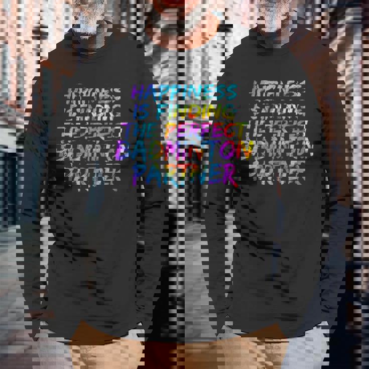 バドミントン ダブルスのパートナー選手 バドミントン チーム 長袖Tシャツ 高齢者への贈り物