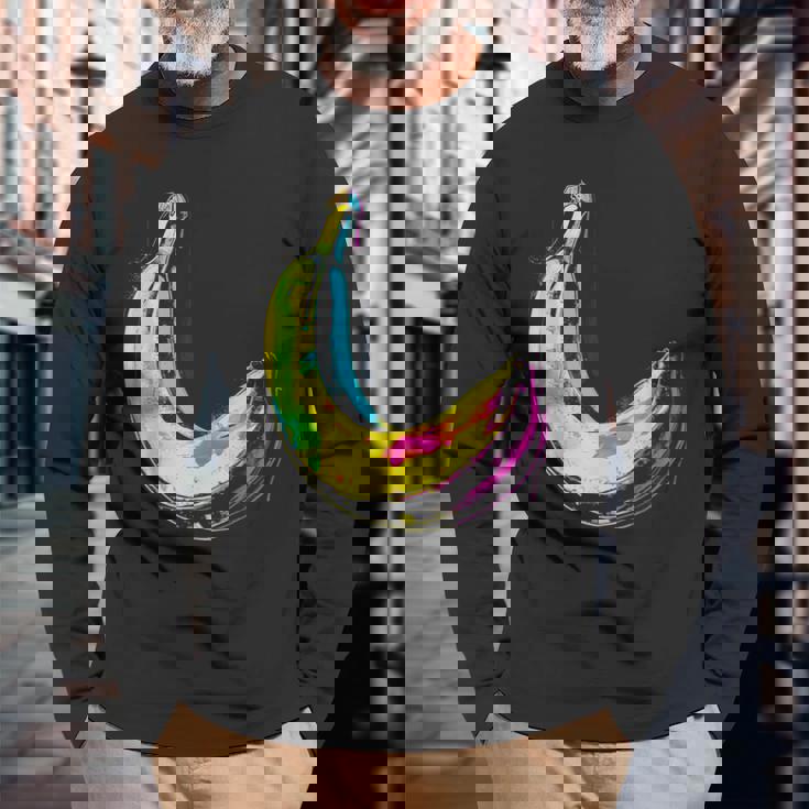 バナナ フルーツ モチーフ イラスト アート バナナ 長袖Tシャツ 高齢者への贈り物