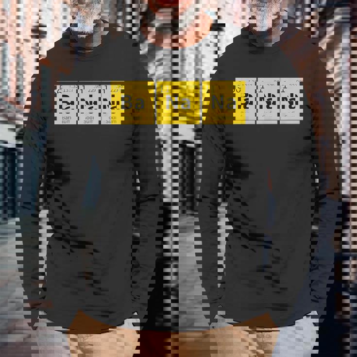 バナナおかしい化学元素周期表食品科学 長袖Tシャツ 高齢者への贈り物