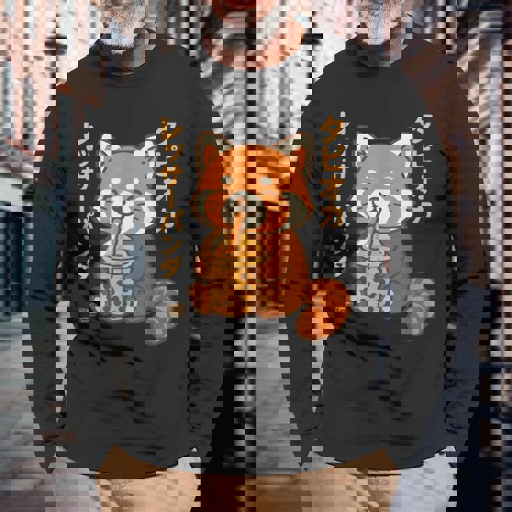 バブルティー レッサーパンダ ボバ カワイイ タピオカ アニメ かわいい 長袖Tシャツ 高齢者への贈り物