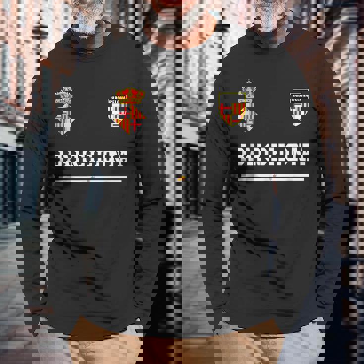 バルセロナ サッカースポーツ フラッグ フットボール 長袖Tシャツ 高齢者への贈り物