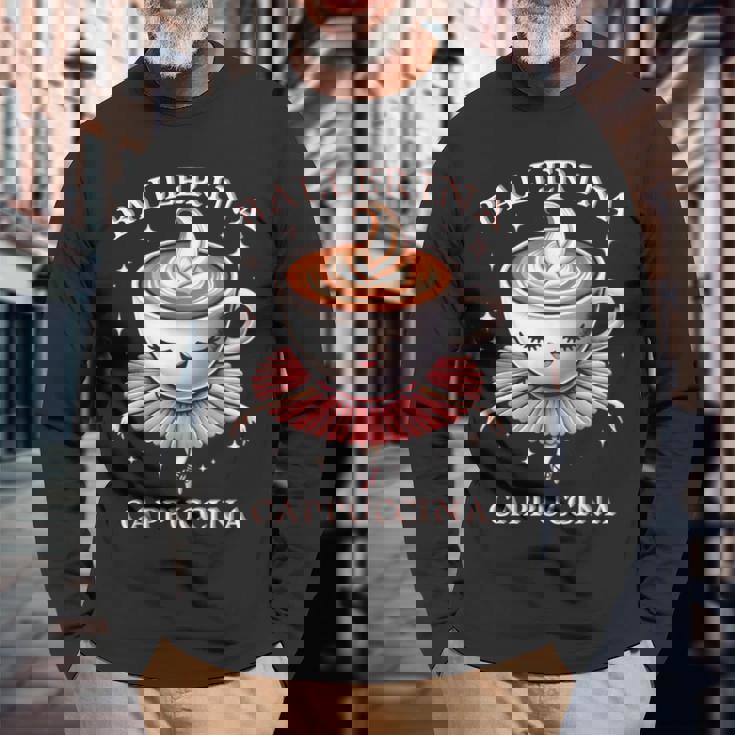 バレリーナ カプチーノ おもしろスローガン イタリアンブレイン レッド 長袖Tシャツ 高齢者への贈り物