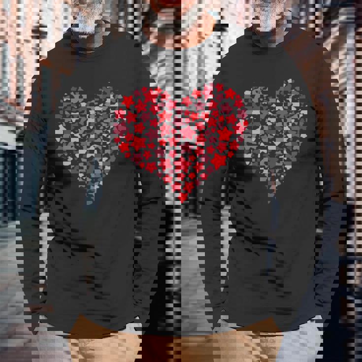 バレンタインデーのプレゼント かわいいラブハート スター カップルalentine's Day Cute Love 長袖Tシャツ 高齢者への贈り物