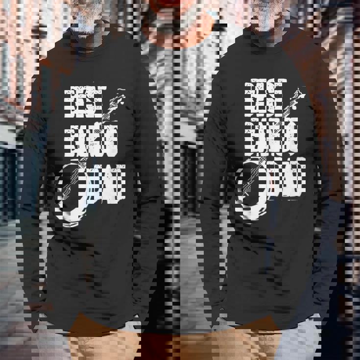 バンジョーパパ バンジョーインストラクター カントリーミュージック 父の日 長袖Tシャツ 高齢者への贈り物