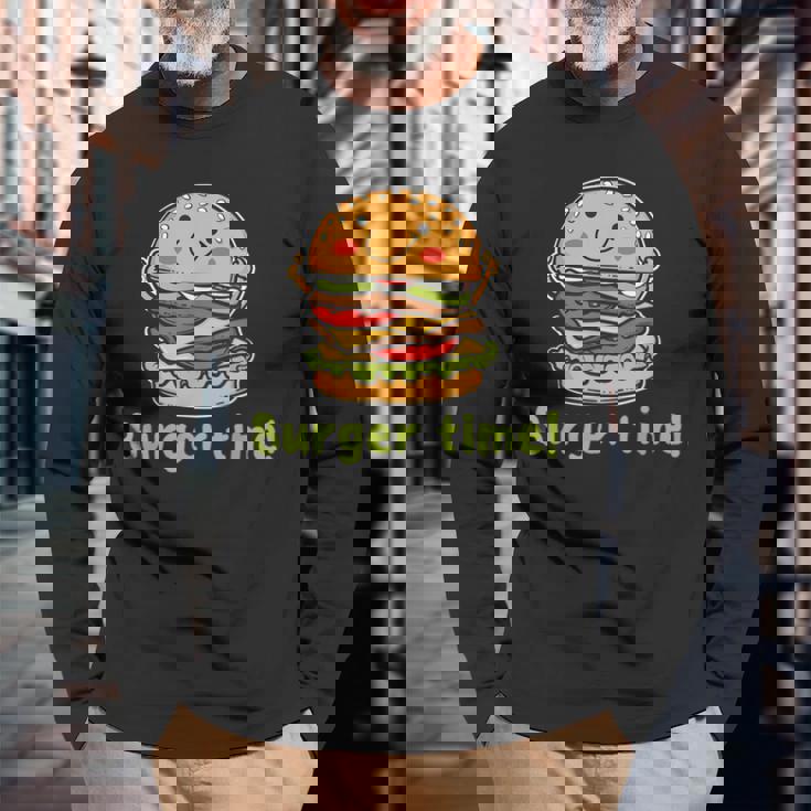 バーガータイム 長袖Tシャツ 高齢者への贈り物