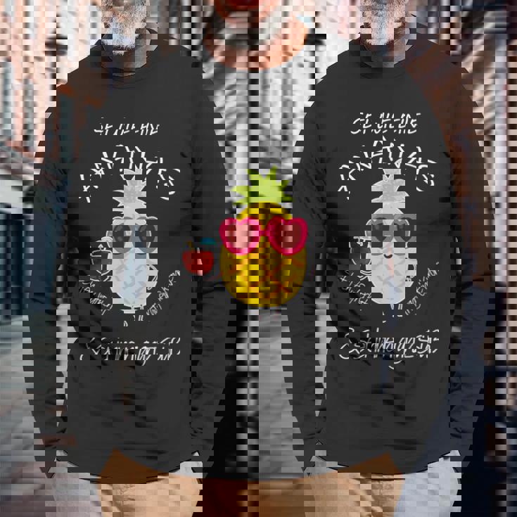 パイナップル サングラス アロハ ビーチ ハワイアン ハワイ 長袖Tシャツ 高齢者への贈り物