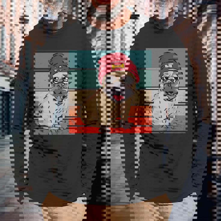 パグ ビーニー 赤骨かわいい遊び心のある幸せなスタイリッシュな動物ペット 長袖tシャツ 長袖Tシャツ 高齢者への贈り物