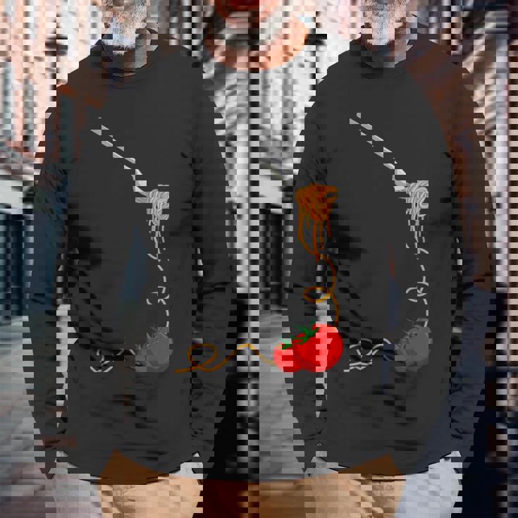 パスタスパゲッティトマトヌードル イタリアンフード 長袖Tシャツ 高齢者への贈り物