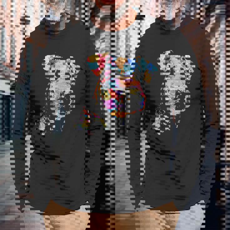 パステルペイント エアデールテリアポートレート 長袖Tシャツ 高齢者への贈り物