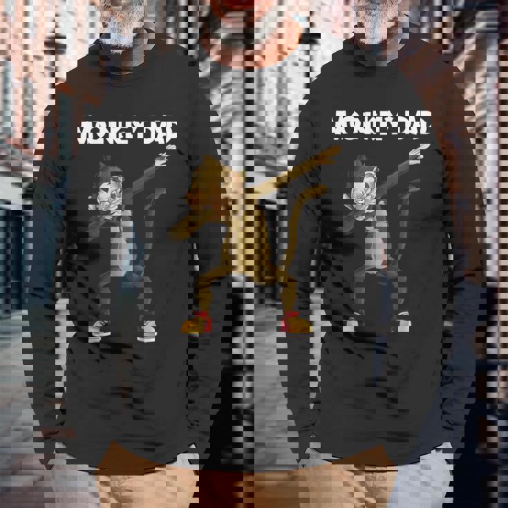 パパ・ゴリラ猿 チンパンジー 動物 かわいい猿 ギフト 長袖Tシャツ 高齢者への贈り物