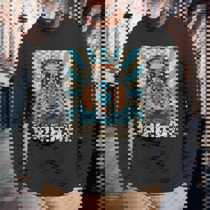 パピバラ おもしろカピバラ 最高のお父さん 父の日 カピバラ 長袖Tシャツ 高齢者への贈り物