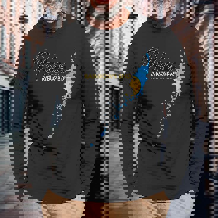 パラオ国旗 パラオ地図 長袖Tシャツ 高齢者への贈り物