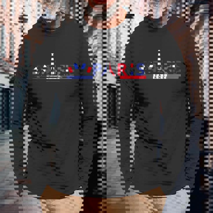 パリ エッフェル塔 お土産 イベント フランス 国旗 I Love Paris 長袖Tシャツ 高齢者への贈り物