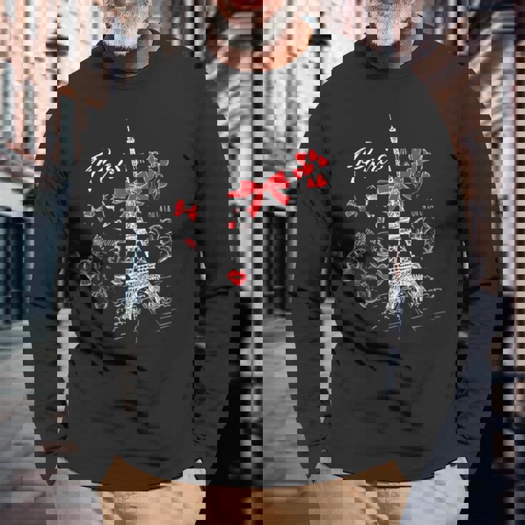 パリ I フランス 旅行 フランス エッフェル塔 フランス語 フランス語 長袖Tシャツ 高齢者への贈り物